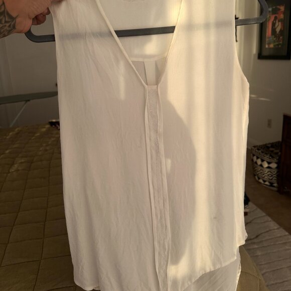 VINCE Lace Insert Panel Silk Blouse beige, size M - Picture 1 of 7